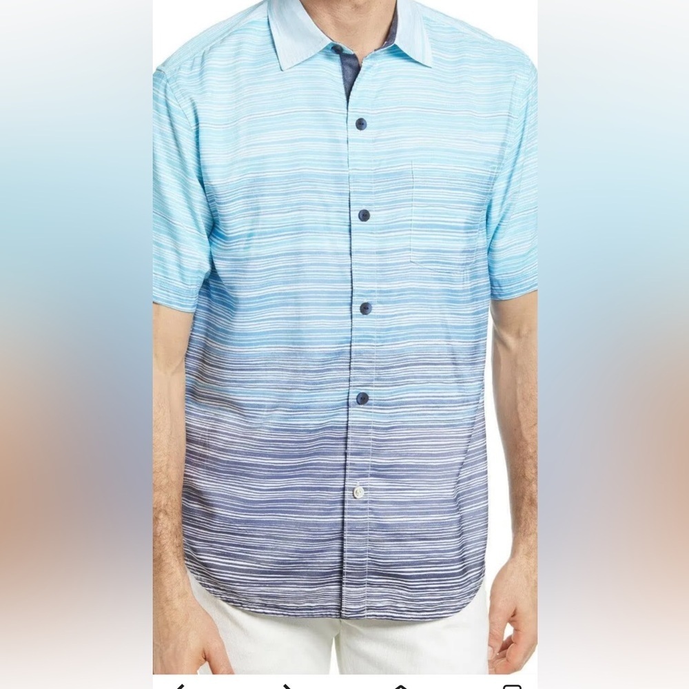 $128.00 Tommy Bahama Men, Coconut Point Blue Sands Shirt, Cobalt Sea XL